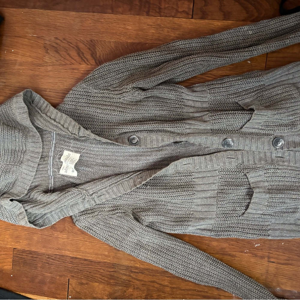 Aeropostale Women's Gray Cardigan Sweater